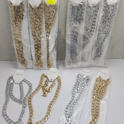 ست گردنبند دستبند کارتیر درشت تخت (12 عددی)