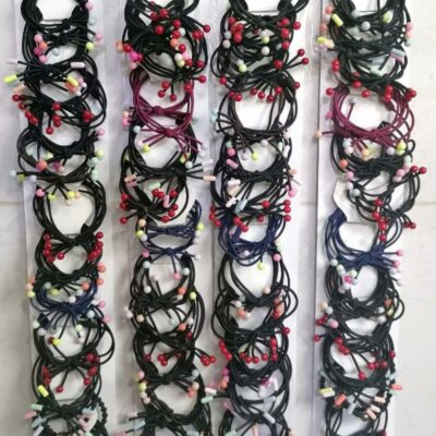 کش مو 3کش گره ای مهره لاکی رنگی(12جفتی)