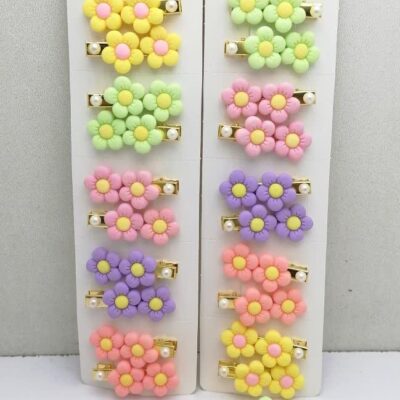 گیر سر انبری فلزی دو گل سرامیکی (6 جفتی )