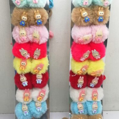 کش مو خز توپی لبوبو رنگی