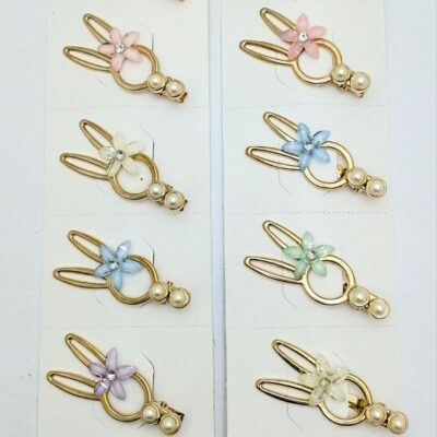 گیر سر انبری خرگوش گلدار (6 عددی)