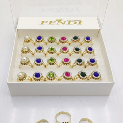 انگشتر نگین دار رنگی ( 24 عددی )