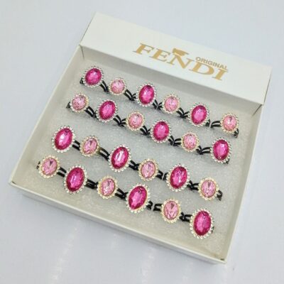 انگشتر نگین صورتی تغییر سایز  (24عددی)