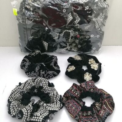 کش مو مخمل مشکی سوزن دوزی(12عددی)