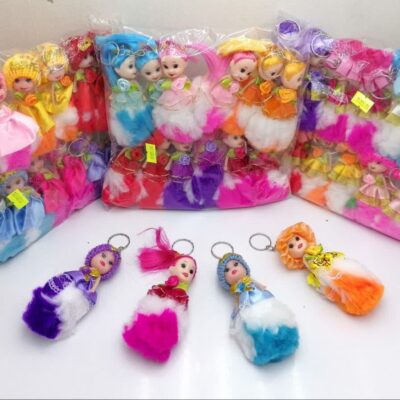 آویز سرکلیدی عروسک خز دو رنگ 3 مدل(12عددی)