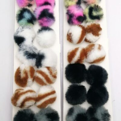 کش مو خز پلنگی توپی کارتی ( 10 جفتی )