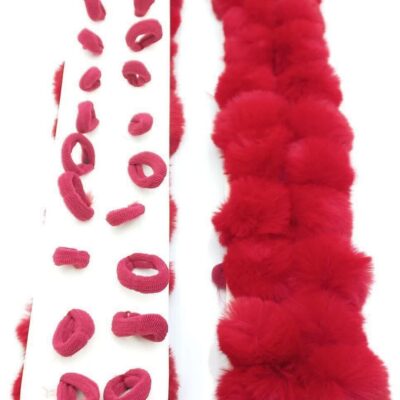 کش مو حوله ای قرمز توپی (10 جفتی)