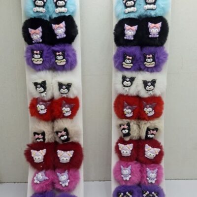 کش مو توپی کرومی رنگی عروسک پیکسلی (10 جفتی)