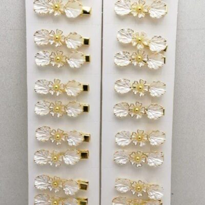 گیر سر انبری فلزی برگ صدفی وسط گل(12عددی)